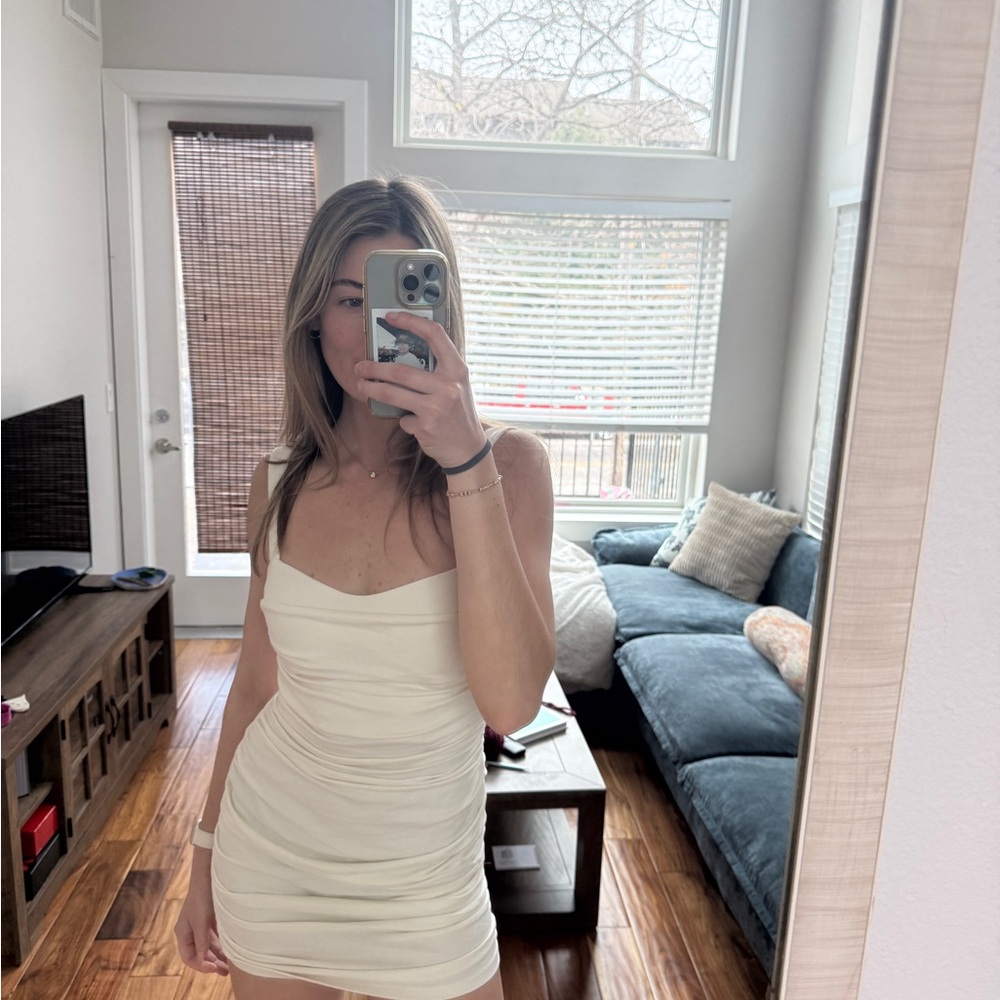 Reformation Cream Mini Dress